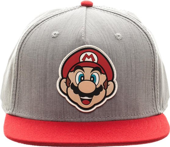 Bioworld - Snapback Cap - Mario - Gray - Face - Front - Nintendo Licensed Super Mario Neoprene System Case (640x480), Png Download