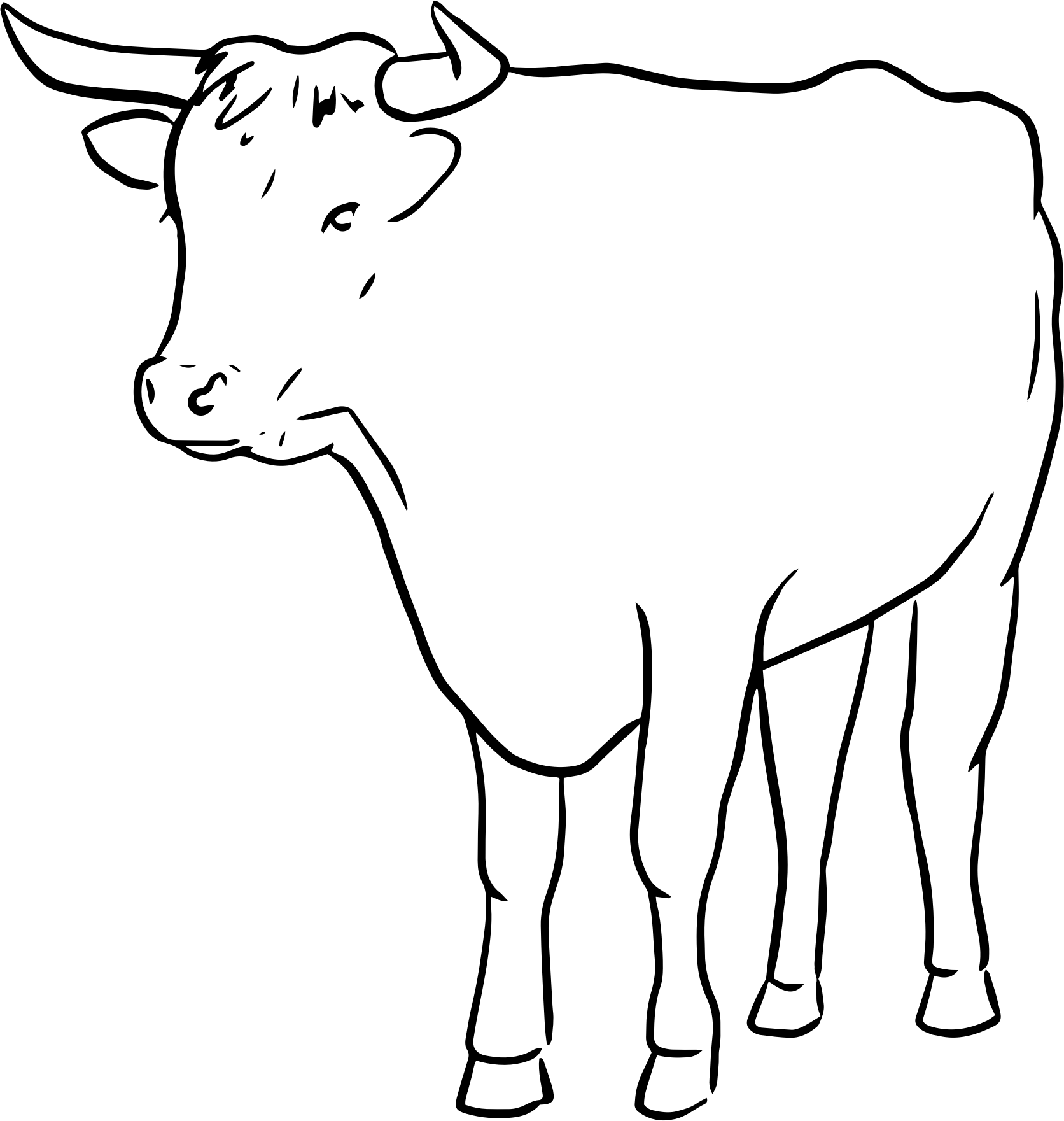 Clipart - Bull Line Art (1672x1761), Png Download