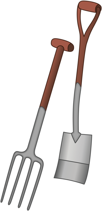 Shovel And Rake - Shovel And Pitchfork Clipart (494x800), Png Download