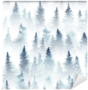Seamless Pattern Of Watercolor Spruce Forest In The - Watercolor Painting (400x400), Png Download
