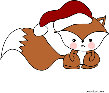 Fox Wearing Santa's Hat, Free Clip Art - Clip Art (450x450), Png Download