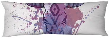 Vector Illustration Of Bull Skull With Watercolor Splash - Purple Headdress Note Cards (400x400), Png Download