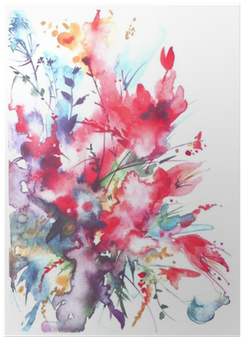 Watercolor Bouquet Of Flowers, Beautiful Abstract Splash - Watercolor Painting (400x400), Png Download