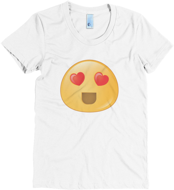 Expressive Heart Eyes Emoji Women's Short Sleeve Poly - Smiley (720x720), Png Download