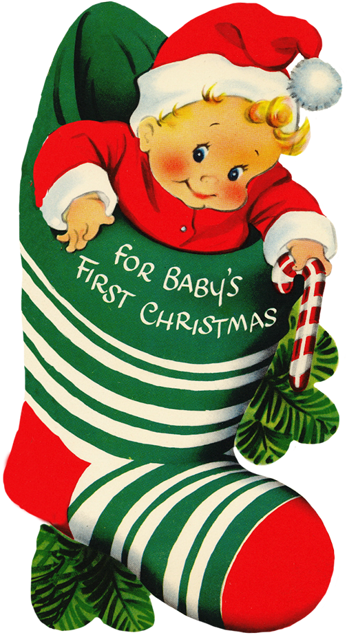Vintage Christmas Silhouette - Baby Clipart Christmas Png (558x945), Png Download