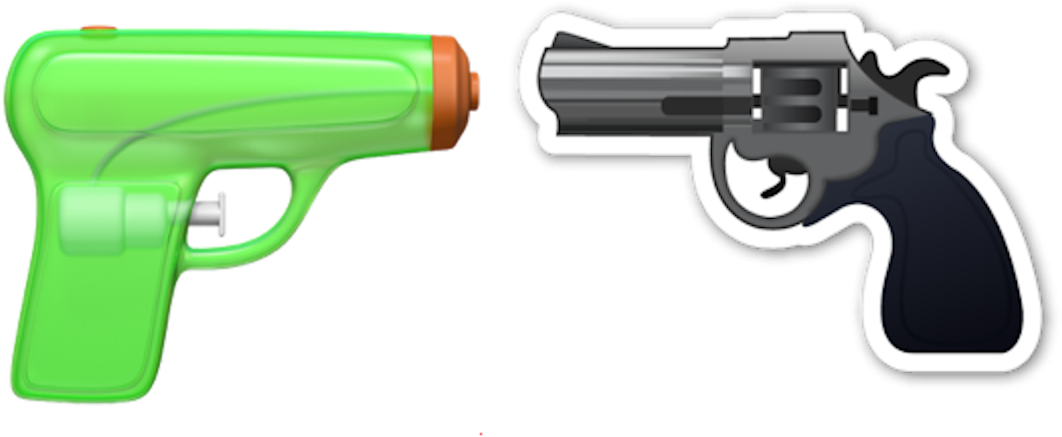 Pistol Vs Gun - Emoji Water Gun (1200x480), Png Download