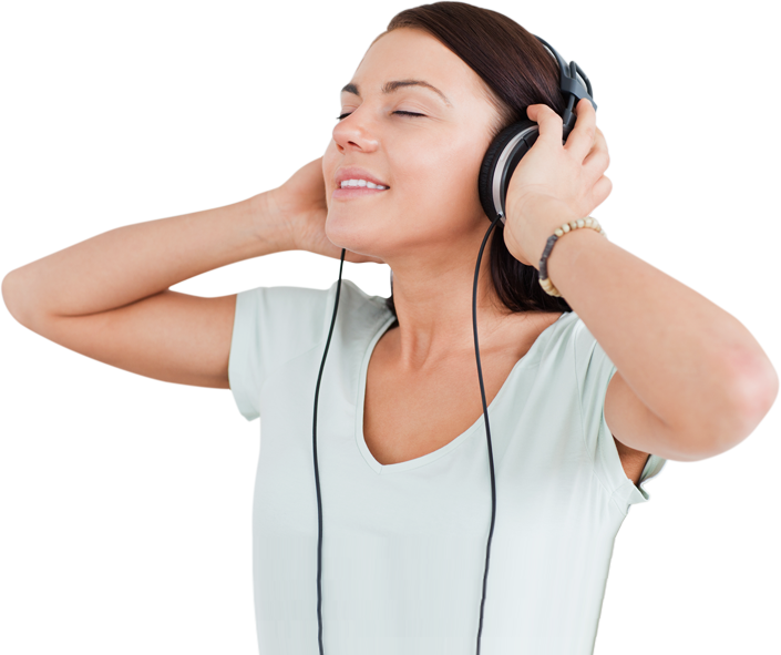 Listening - Girl With Headphone Png (705x591), Png Download
