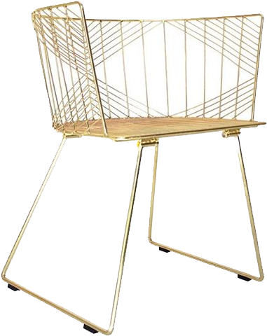 Kensington Gold Wire Chair (412x490), Png Download