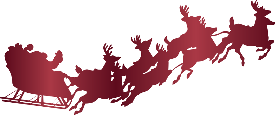 Santa Sleigh - Santa And His Sleigh (886x372), Png Download