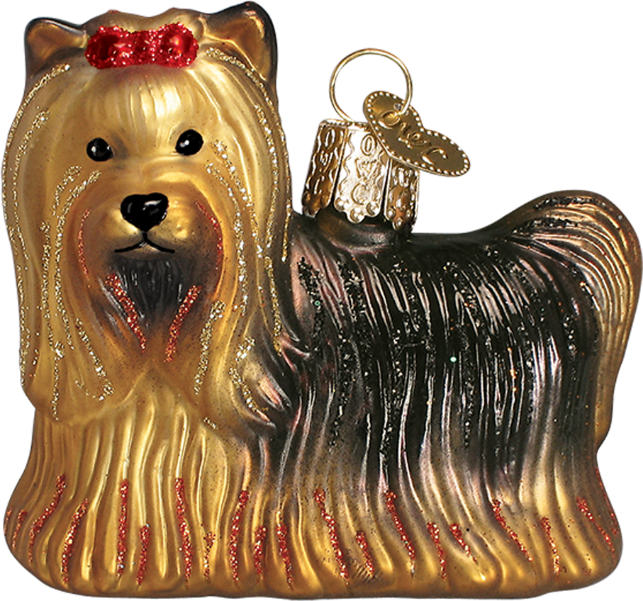 Click - Old World Christmas Yorkie Glass Ornament (1200x1200), Png Download