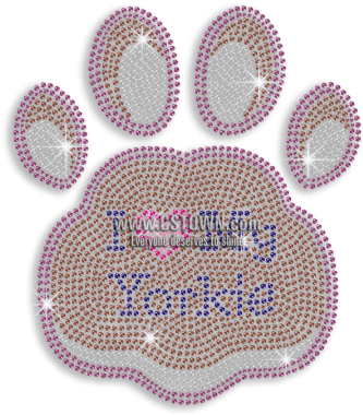 Cute Yorkie Paw Print Iron-on Rhinestone Transfer - Yorkshire Terrier (450x450), Png Download