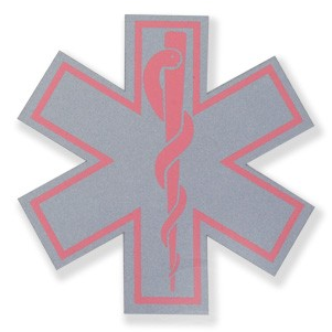 Decal 3" Scotchlite Silver Reflective And Pink Star - Medic Icons (515x454), Png Download