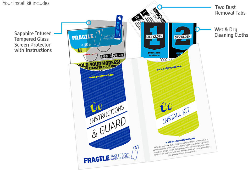 Installation - Gadget Guard Black Ice Glass Screen Protector (975x675), Png Download
