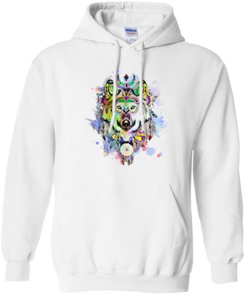 Watercolor Wolf Hoodie - Hoodie (580x580), Png Download