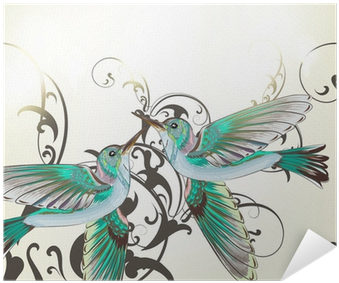 Beautiful Vector Background With Humming Birds In Watercolor - Hibiscus Flower And Hummingbird Case - Ipad Air (400x400), Png Download