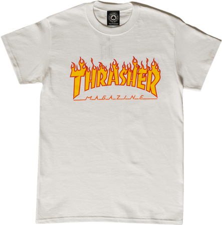 Flame Logo T-shirt 311019white - Thrasher Flame Ss L-white (600x900), Png Download