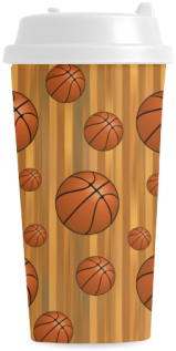 Basketballs With Wood Background Double Wall Plastic - Pint Glass (500x500), Png Download