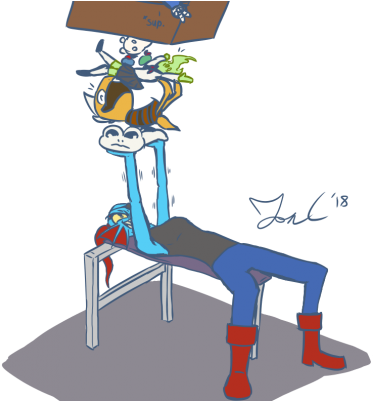 Undyne The Benchpresser By Jon Causith - Illustration (379x400), Png Download