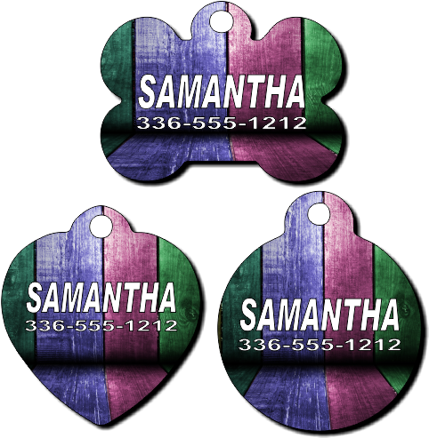 Personalized Painted Wood Background Pet Tag For Dogs - Dog (500x500), Png Download