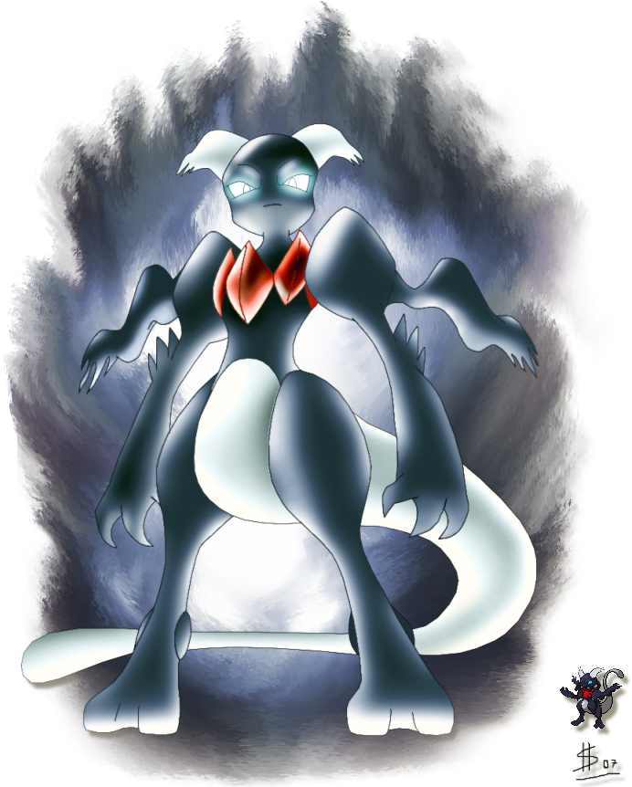 Mewrai - - Darkrai And Mewtwo Fusion (704x887), Png Download