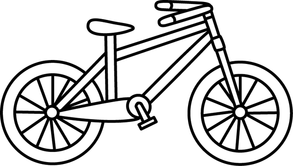 Black And White Bicycle Clip Art - Bike Clipart Black And White (600x340), Png Download