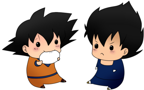 Goku, Vegeta, And Chibi Image - Chibi Goku And Vegeta (500x316), Png Download