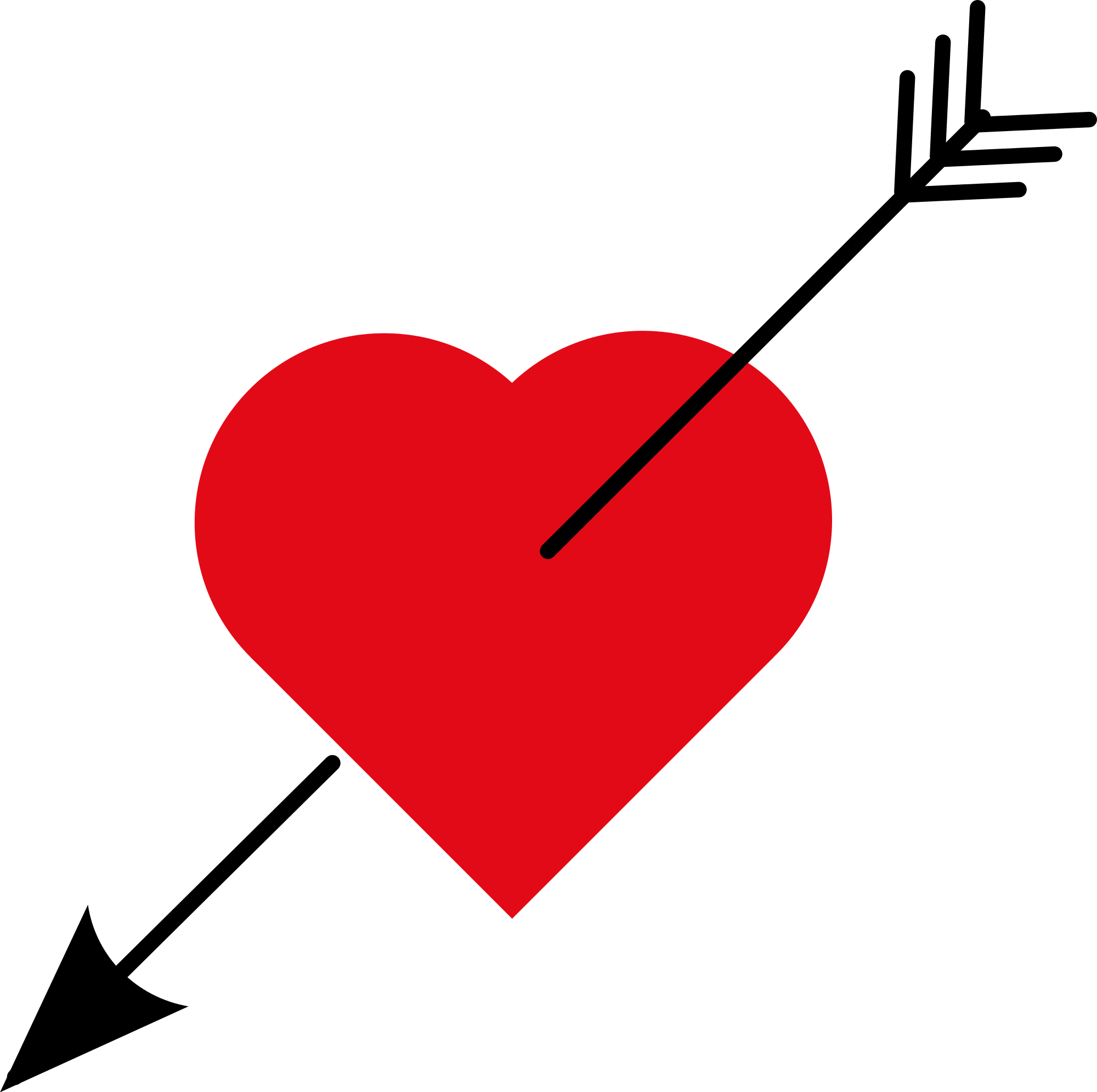 Coloring Pages Breathtaking Heart With Arrow 12 2000px - Love Heart With Arrow (2000x1991), Png Download