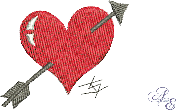 Heart Arrow - Arrow Heart Embroidery (722x361), Png Download