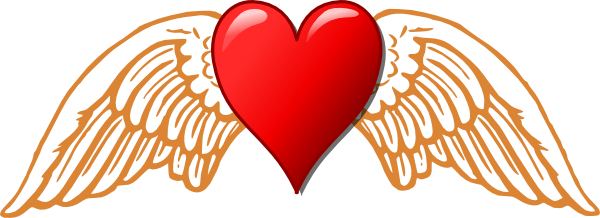 Heart And Wings Clip Art - Angel Wings Svg Free (600x218), Png Download