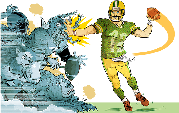 Aaron Rodgers And His Streak Of Victories - Illustration (576x370), Png Download