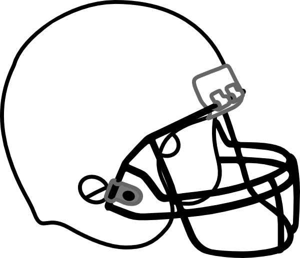 Ball Football Helmet Stencil Free Download Clip - Black And White Football Helmet (600x517), Png Download