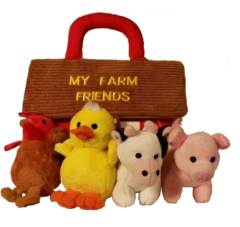 Stuffed Animal Farm Friends 8" Plush Carrier By Aurora - Stuffed Toy (600x600), Png Download