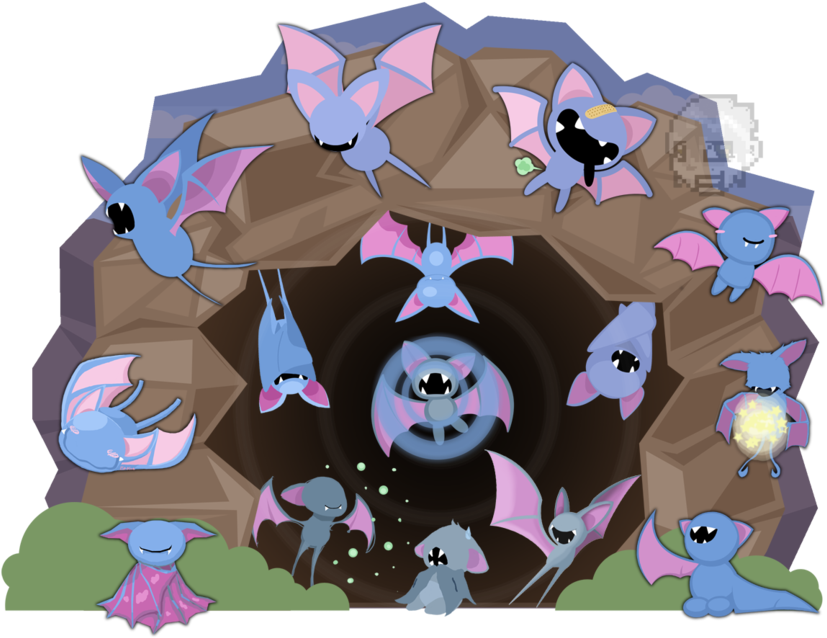 Zubat - Zubat Hanging Upside Down (900x670), Png Download
