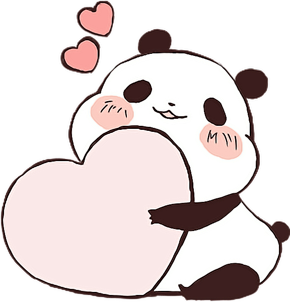 Picture Royalty Free Panda Cute Love Heart Kawaii Freetoedit - Kawaii Cute Love Hearts (576x600), Png Download
