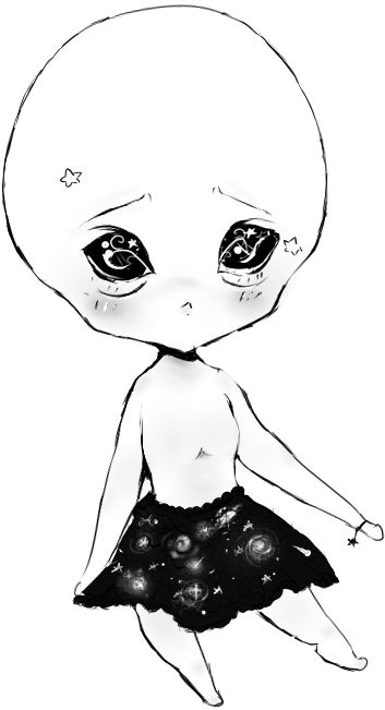 Vector Black And White Download Cute Alien Girl Thing - Alien Cute Drawing (371x671), Png Download
