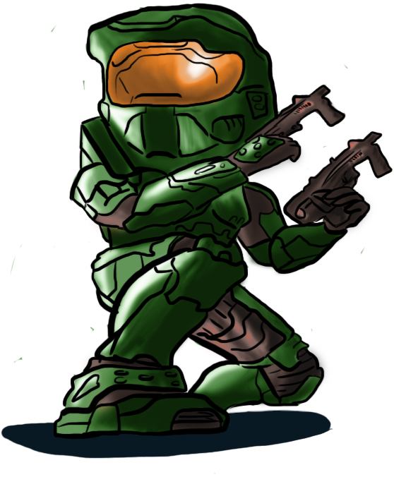 Chibi Master Chief Cartoon Clipart - Master Chief Halo Cartoon (700x950), Png Download