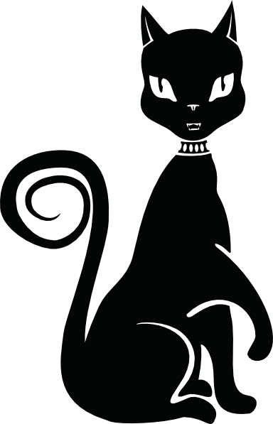 Black Cat Clipart Pet Cat - Dibujo De Gata Negra (384x597), Png Download