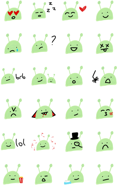 Cute Alien Face - Emoji (420x673), Png Download