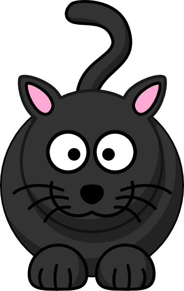 Black Cat Small Eyes Clip Art - Cartoon Cat Simple (378x598), Png Download