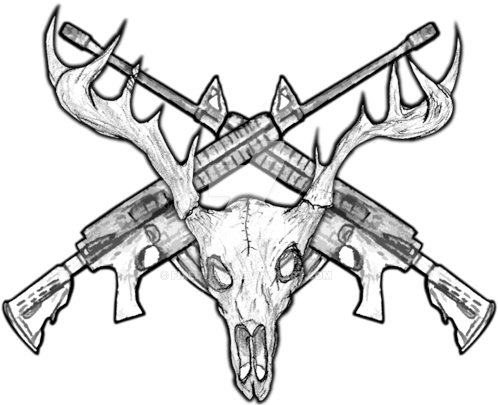 Deer Skull Drawing - Drawing (994x804), Png Download