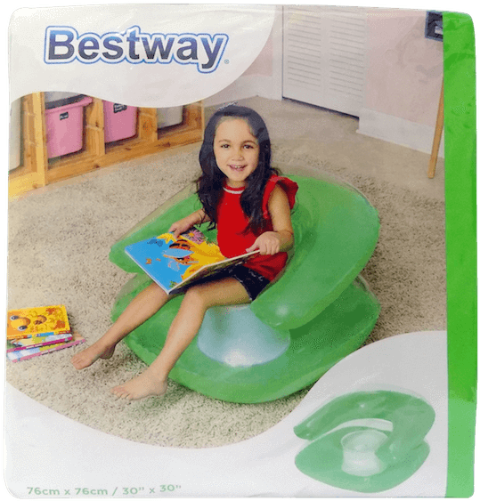 Kids Chair Floats - Comfort Quest Flocked Airbed - Single, Green (595x623), Png Download