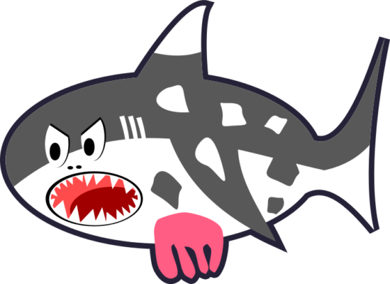 Black White Red Cartoon Shark Cow - Shark Cow (550x400), Png Download