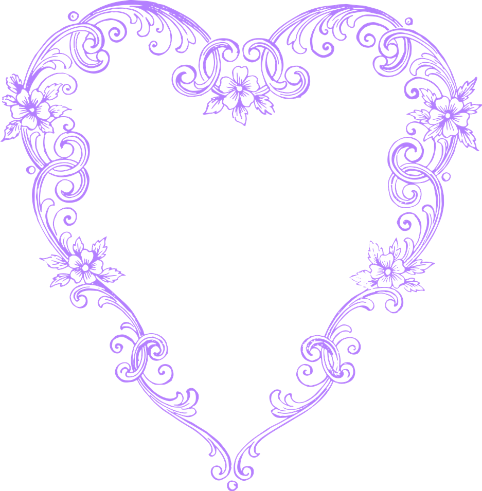 Free Images Fancy Vintage Purple Heart Clip Art Image - Purple Hearts Vintage (937x955), Png Download
