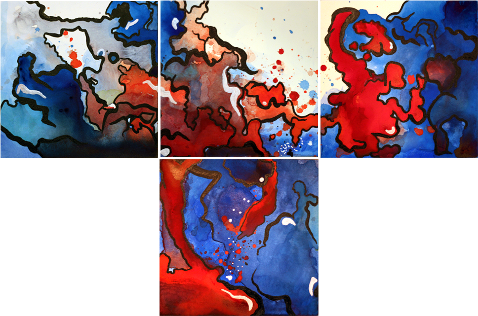 Blood In The Water Watercolor And Acrylic On Aquarbord - Water (974x640), Png Download