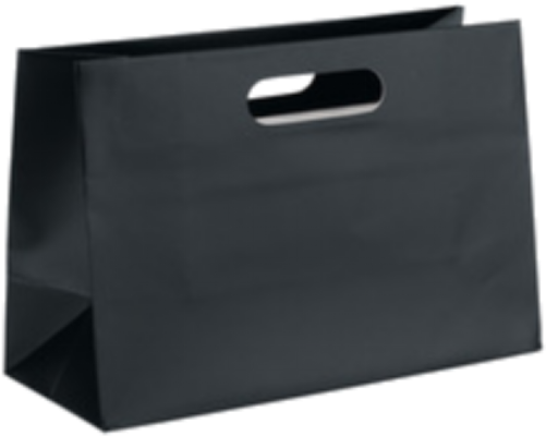 Die-cut Handle Kraft Paper Bags - Die Cut Handle Black Paper Bag (533x417), Png Download