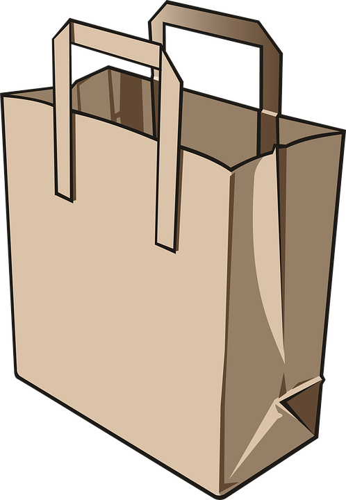 Bag, Paper Bag, Paper, Commissions, Food, Supermarket - Clip Art Paper Bag (498x720), Png Download