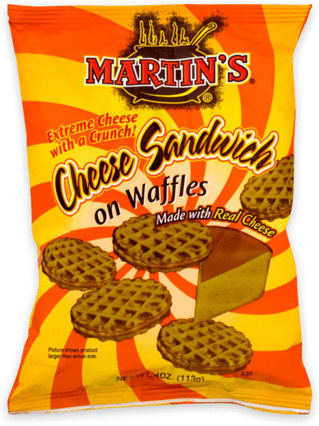 Martin's Cheese Sandwich On Waffles - Martins Cheese Sandwich On Waffles - 4 Oz Bag (740x834), Png Download