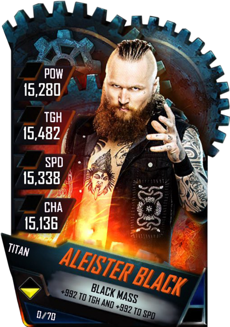 Supercard Aleisterblack S3 14 Wrestlemania33 Fusion - Wwe Supercard Brock Lesnar Titan (733x1158), Png Download