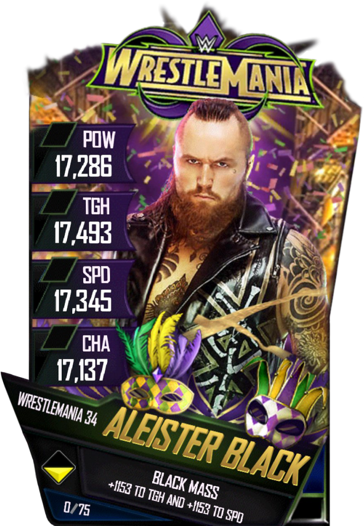 Aleisterblack S4 19 Wrestlemania34 - Wwe Supercard Wrestlemania 34 Cards (733x1158), Png Download