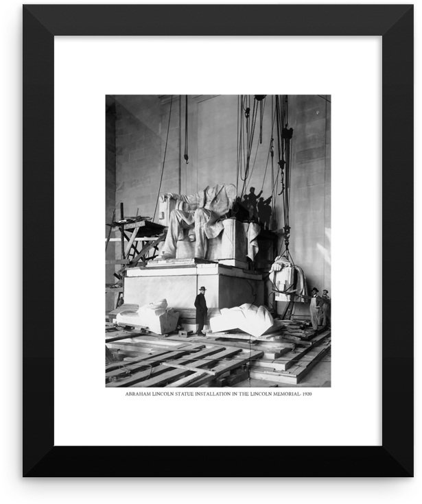 Abraham Lincoln Statue Installation In The Lincoln - Lincoln Memorial Being Built (1000x1000), Png Download